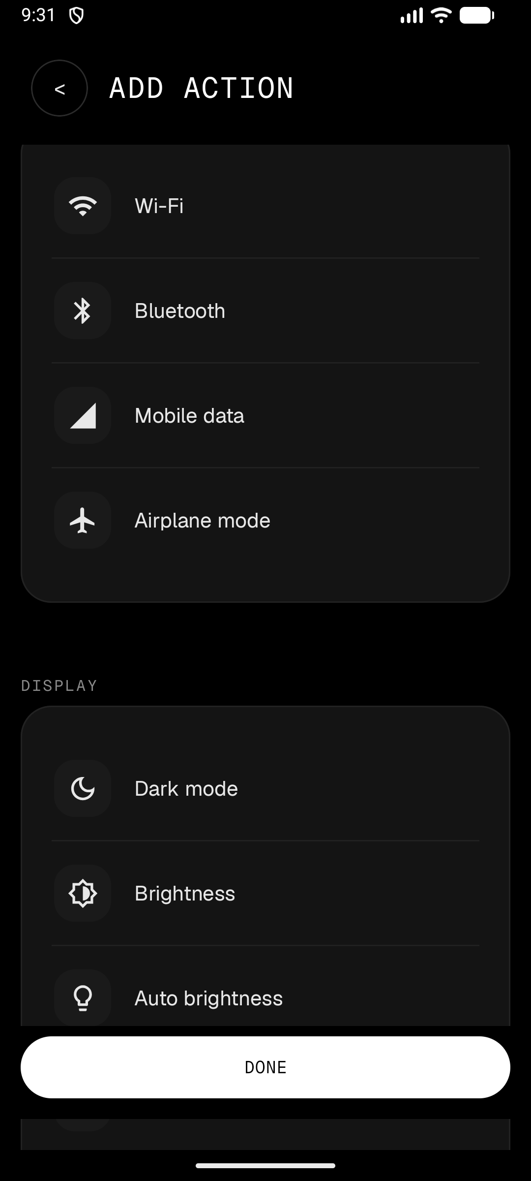 Template catalog of shareable modes