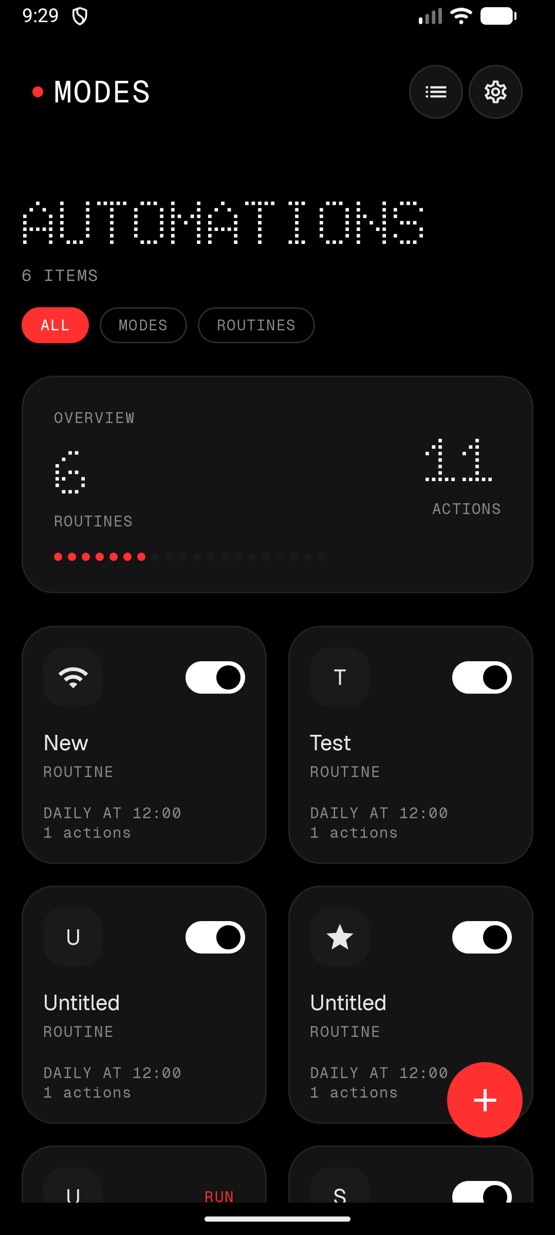 Nothing Modes home screen listing active modes